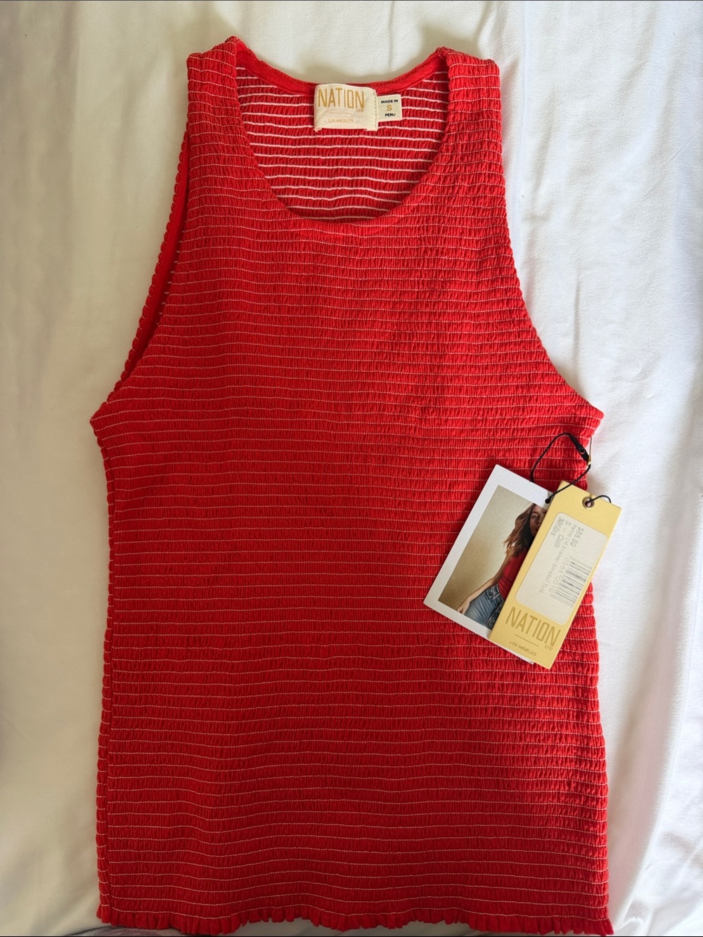 Nation LTD Red Textured Ribbed Tank